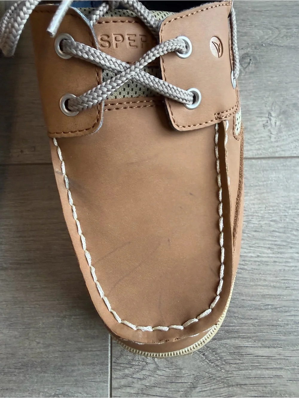 Sperry Boys Lanyard Boat Shoe - Flat Heel - Size 5.5M - light brown/tan